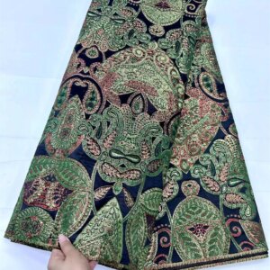Green 2024 High Quality Damask for Wedding Evening Dresses New Arrival African Brocade Lace Fabric Jacquard Organza Fabric