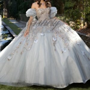 Customized Silver Grey Women Birthday Party Dresses Sequined Applique Bow Ball Gown Prom Special Occasion Wear Vestido de Anos