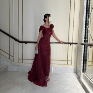 Customized Modern Strapless Jersey Off the Shoulder Evening Dresses Elegant Ankle Length Celebrity Gowns Vestido De Noche