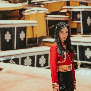 Traditional Tibetan Dress Half Skirt Female Retro Wrap Skirt A Skirt