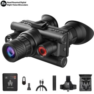 R5 Night Vision 1080P HD Digital Binoculars 600M Long Range Hunting with IR Tacticle Flashlight Head Mounted Video Camera