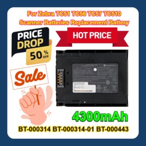 For Zebra TC51 TC56 TC57 TC510 Scanner Batteries Replacement Battery BT-000314 BT-000314-01 BT-000443 4300mAh