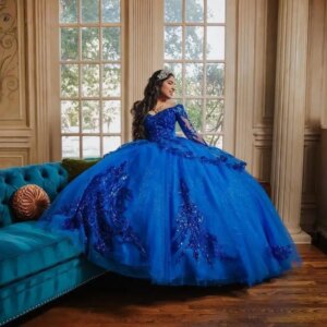 Royal Blue Ball Gown Quinceanera Dress Lace Applique Beading Party Sweet 16 Dress Vestidos De 15 Anos