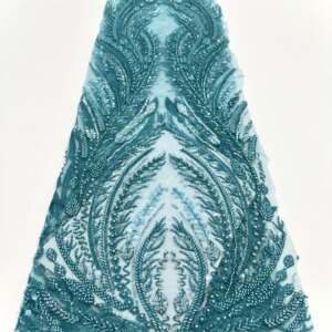 Latest Nigerian Lace Fabrics Fashion Women African Tulle Lace Luxury Handmade Beaded Sequins Fabrics For Wedding 5 Yards