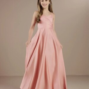 Princess Dress Ball Gown Girls Straps Junior Bridesmaid Dress for Wedding Satin Pageant Flower Girl Dresses Pageant for Teens