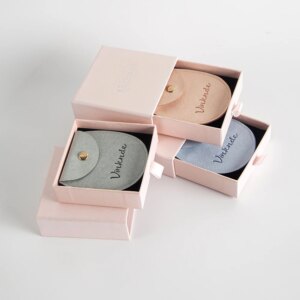 100PCS Paper Drawer Box Microfiber Jewelry Pouch Personalized Custom Logo Snap Botton Dust Bag Wedding Gift Packaging Case Sack