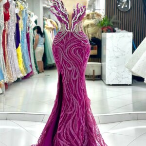 Elegant Purple Party Dress Engagement Gown 2024 Crystals Tassel Beaded Mermaid Celebrity Dresses Arabic Women Prom Evening Dress
