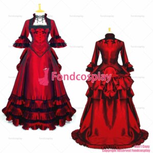 fondcosplay Victorian Rococo Medieval Gown Ball Gothic Punk dark red Taffeta jacket skirt Cosplay Costume CD/TV[G621]