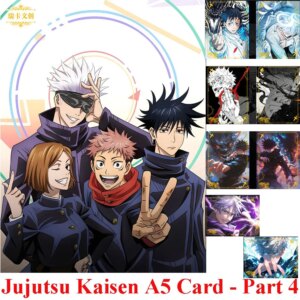 New Jujutsu Kaisen A5 Collection Cards Part 4 Anime Gojo Satoru Fushiguro Megumi Itadori Yuji Foil Stamping Card Kids Toy Gift