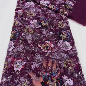 Luxury African Beaded Lace Fabric 2025 French sequins Embroidery Nigerian Exclusive Exquisite Handmade Tulle Lace FJ