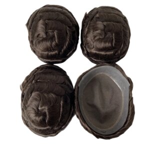 6 Inches Indian Virgin Human Hair Replacement Brown Color 2# 8×10 Male Unit  Full Lace With PU Perimeter Toupee for White Men