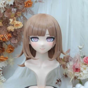 Customize Character Female/Girl Resin Kig Full Head With Lock Anime Cosplay Japanese Anime Kigurumi Mask
