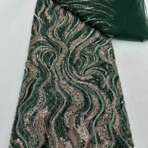 Burnt Orange Beaded Lace Fabric African Fabric Lace High Quality 2025 Teal Green Lace Nigerian Fabric For Wedding Sewing KB4753