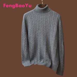 Fengbaoyu Winter Cashmere Sweater Men’s Turtleneck Sweater Warm Soft Comfortable Top Light Luxury Quality Men’s