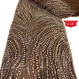 2025Latest Austria Elegant Best Quality Luxurious Soft mesh Lace With Biggest Beads fabric For Wedding Evening Dress U_Ge5826