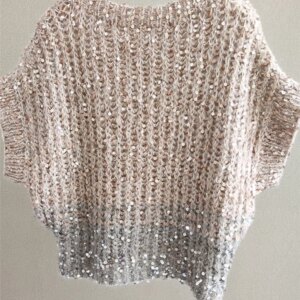 Mohair Blended Sequin Loose Pullover Sweater High Quality