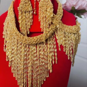 New Dubai 24K Gold Plated Necklace, Earrings, Bracelets for Women’s Wedding Parties, Party Gifts, High End Jewelry Set YY10512