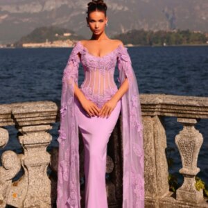 Formal Long Sleeve Prom Dress 2025 Charming Flower Applique Party Dress Graceful A-Line Floor-Length Evening Gowns Customized