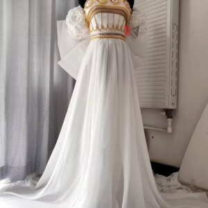 New Usaging Princess Cosplay Costume Golden Silver Moon Dress Wings Bow Sleeves Wedding Dress Set Custom Made