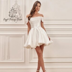 Customized Giggle Evening Dress A-Line Off-the-shoulder Pearls Lace Up Ruched elegant Formal Saudi evening dress for women 2024