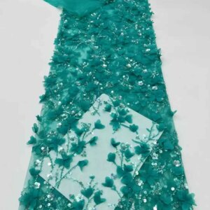 3D Flower Fashion African Lace Fabric High Quality French Beaded Luxury Tulle Nigerian Sequins Net Lace Fabric Wedding Dress