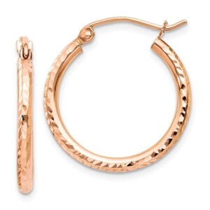 14k Rose Gold Diamondcut Polished Hoop Earrings