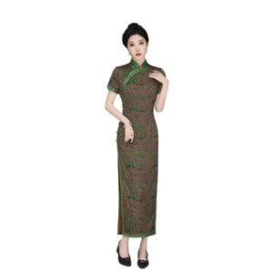 Cheongsam new Chinese female sense of daily national style dress temperament long