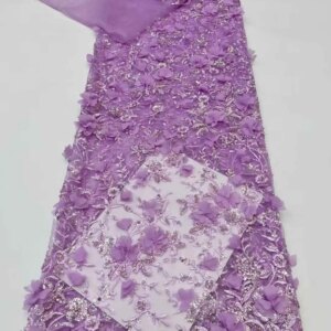 2025 Luxury Beads Mesh Machine 3D Flower Embroidery Beaded Lace Fabric For Bridal Wedding Dress 5yards