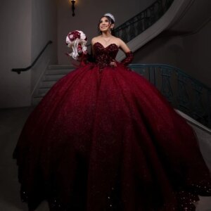 Red Shiny Quincenara Dress Mexico Applique Lace Beads Vestidos De 15 Años Quinceañera XV Brithday Sweet 16 Dresses Ball Gown