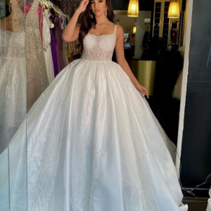 Luxurious Sparkling Beaded Wedding Dress Italian Noodles Strap Sparkling Bridal Dress Formal Party Vest Customization