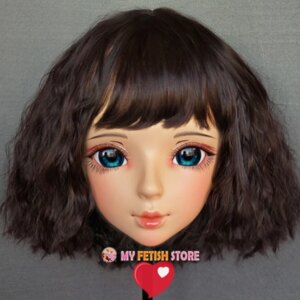 (Shi-05)Female Sweet Girl Resin Half Head Kigurumi BJD Eyes Crossdress Cosplay Japanese Anime Role Lolita Mask With Eyes And Wig