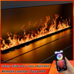 3D Steam Flame Electric Fireplace Smart App Control Water Mist Humidifier Decorative LED Fire for Living Room Bedroom TV Wall