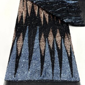 The Latest Luxury African Beaded Lace Fabric 2025, High-Quality French Sequined Lace Fabric, Wedding Party Dress Sewn 5 Yards