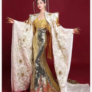 Chinese Style Sexy Performance Host Dress Female High-End Model Elegant Stage