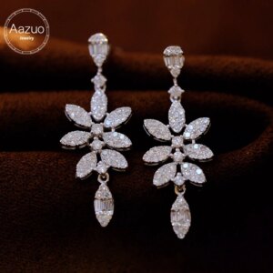 Aazuo Fashionjewelrly 18Kgold Fashion Jewelry Real Diamonds 0.8ct Fairy Luxurydesign Drop Earring Party Fine Jewelry Hot Sell