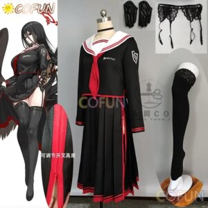 COFUN Blue Archive Hanekawa Hasumi Cosplay Costume Halloween Game Outfits Anime Women JK Uniform Black Red Dress School Uniform