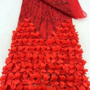 High-quality African Nigerian Elegant 3D Embroidered Fabric 2024 French Tulle Lace Fabric With Sequin For Party Wedding