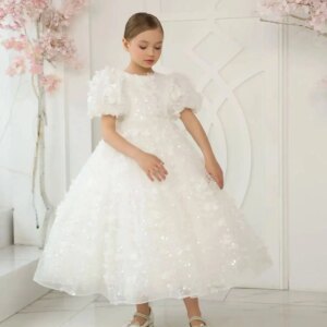 Elegant White Flower Girl Dresses For Wedding Customized Bohemian Baby Girl’s Birthday Gowns First Communion Dress