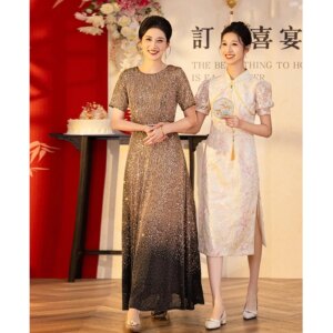 Shiny Sequin Women Evening Dresses For Wedding Party Elegant Long Mother Of The Bride Dresses