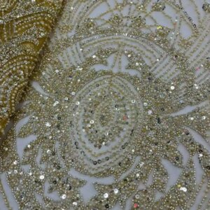 Wholesale High Quality African French Beaded Lace Fabric 2025 Sewing Sequins Embroidery Nigeria Lace Fabric for Party Dresses