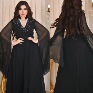 Customized Evening Jersey Beading Ruffle A-line V-neck Bespoke Occasion Gown Midi es Saudi Arabia