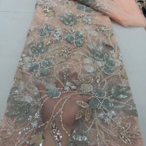 New African Nigerian Exquisite Beaded Lace Fabric 2025 High Quality French Sequins Bride Party Wedding Embroidery Sewing Dress