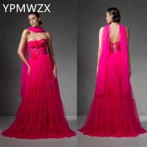Customized Evening Dress Party Occasion Women Formal YPMWZX Strapless A-line Floor Length Skirts Draped Bespoke D