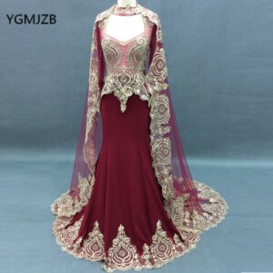 Elegant Mother of the Bride Dress with Cape for Wedding Party Mermaid Long Sleeves Evening Gown Embroidery Beading Customized