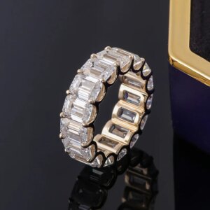 Provence full band wedding Ring 14K Gold DEF/VVS Lab Grown Diamonds Emerald cut Ring for Women Luxury Engagement Custom
