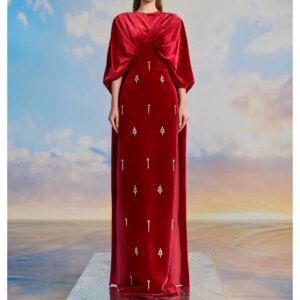 Welove Customized Elegant O Neck Crystal Evening Dresses Cape Shawl Mermaid Velvet Prom Dresses for Special Occasions Dubai