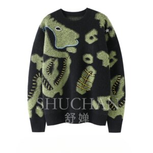 2024 Winter Round Neck Embroidery 100% Pure Cashmere Knitted Sweater Women Pull Femme Sueters De Mujer