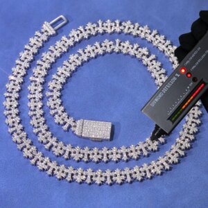 Moissanite Men’s Necklace Cross Ice Flower High-end Diamond Chain Bracelet Women’s Moissanite Necklace with GRA Certificate