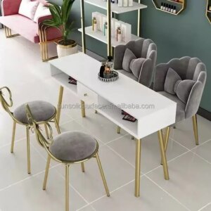 Contemporary modern style Wooden Bedroom Furniture Modern Design Big Storage Wooden Dressing Table With Mirror And Stool