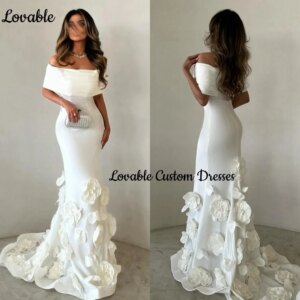 Customized Dresses For Special Occasions Mermaid Off-The-Shoulder Neckline Floor-Length Flowers Evening Dresses Zipper Up Formal
